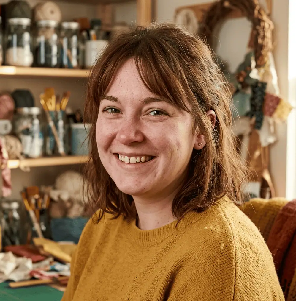 Chloe Parker in her creative DIY decor and Halloween crafting space.